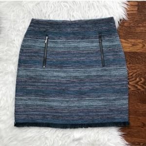 LOFT Tweed Boho Fringe Hem Skirt Size:8